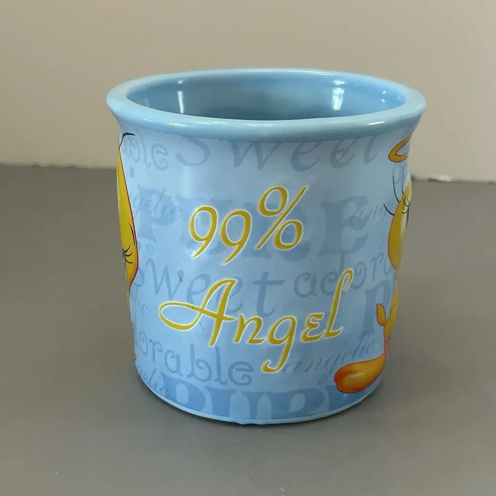 Tweety Bird 99% Angel Coffee Mug Houston Harvest 3D Blue Ceramic Warner Brothers